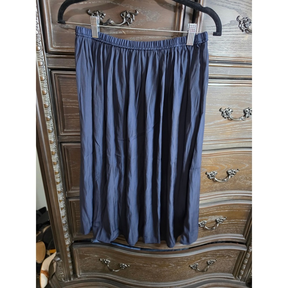 Premise Navy Blue Elastic Waist Midi Skirt P320152 NWT Womens Small